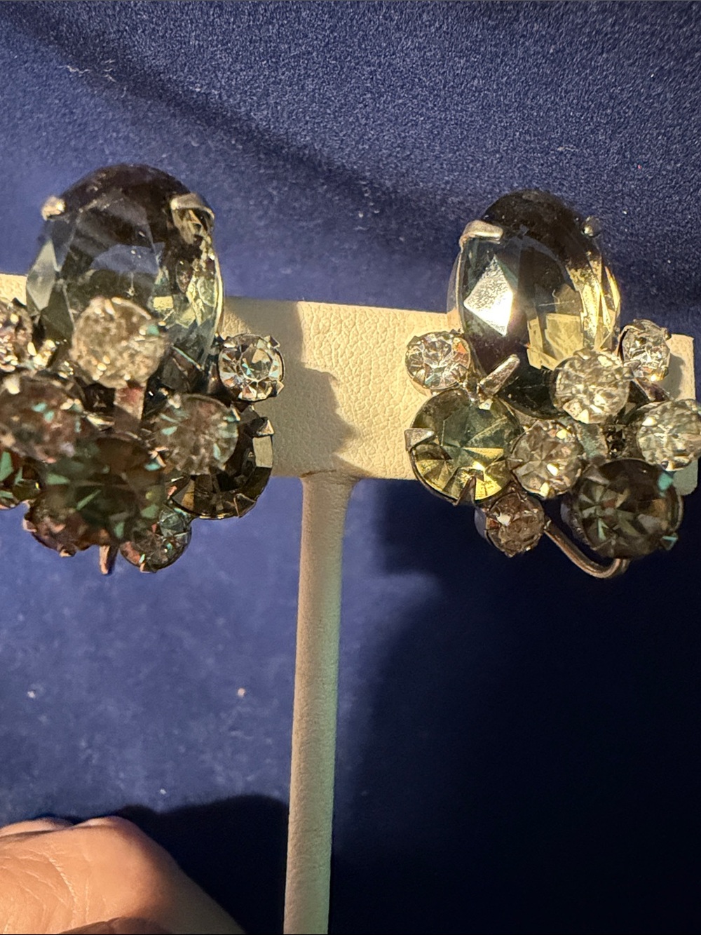 Vintage Verified - Juliana D&E earrings gray - smoky topaz - clip on